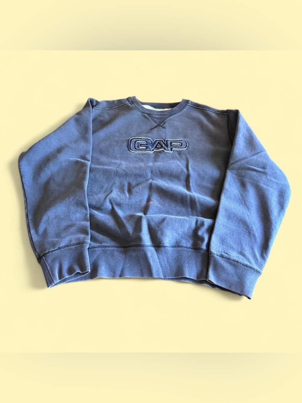 Vintage GAP Sweatshirt Navy Faded Distressed Embroidered Crewneck Men’s M